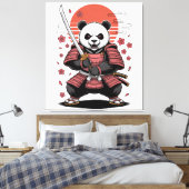 Samurai Panda Beer Gespannen Canvasprint Canvas Afdruk (Insitu (Slaapkamer))