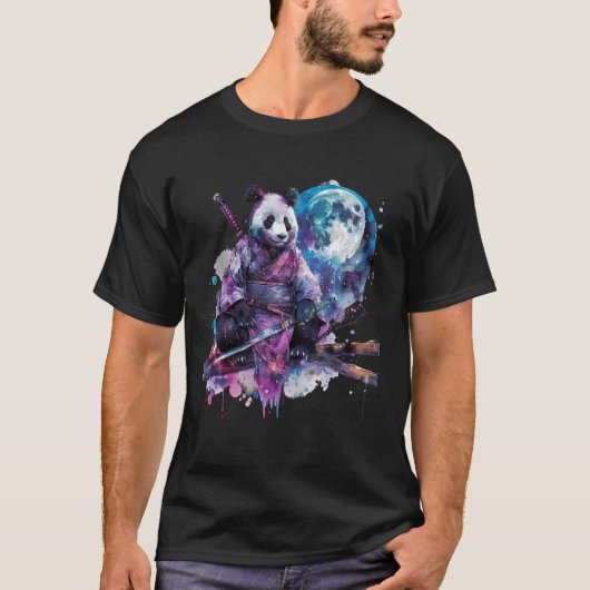 Samurai Panda Beer Japanese Samurai Panda Watercol T-shirt (Voorkant)