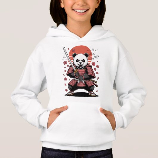 Samurai Panda Beer Meisje Pullover Hoodie (Voorkant)