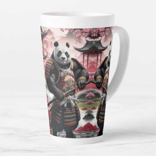 Samurai Panda in het traditionele Chinese landscha Latte Mok (Rechterhoek)