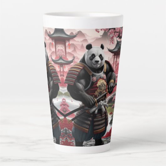 Samurai Panda in het traditionele Chinese landscha Latte Mok (Voorkant)
