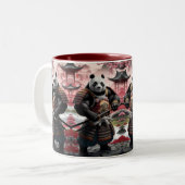 Samurai Panda in het traditionele Chinese landscha Tweekleurige Koffiemok (Voorkant links)