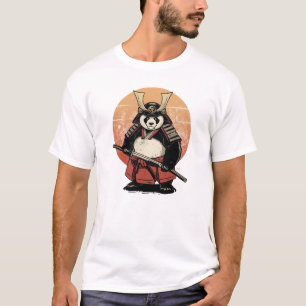 Samurai Panda Krijger - Vintage Retro Zonsondergan T-shirt