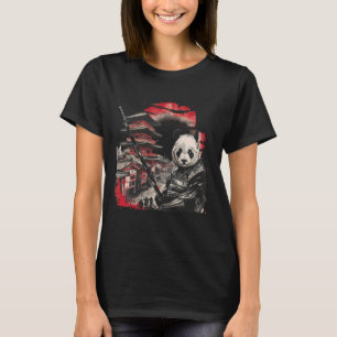 Samurai Panda Tekening Japanse kunst Japanse Warri T-shirt