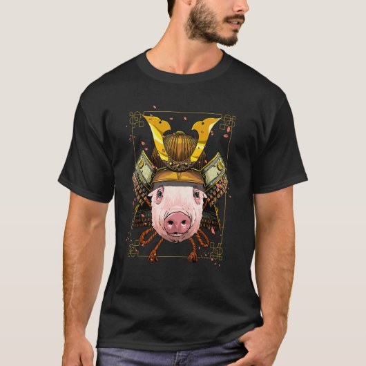 Samurai Pig Farmer Japanese Warrior Bushido Japane T-shirt (Voorkant)