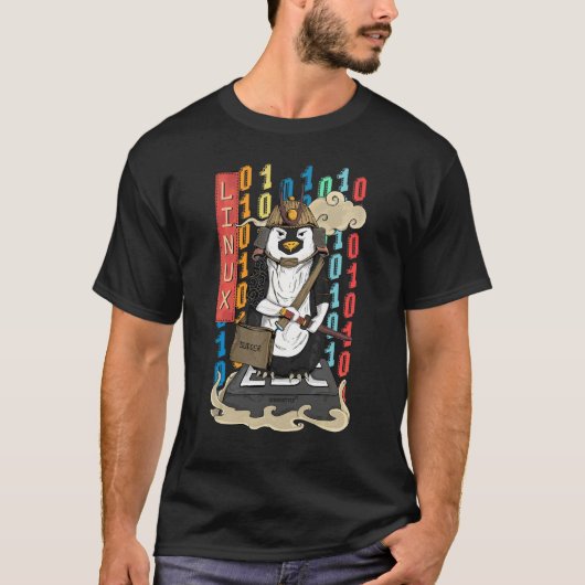 Samurai Pinguïn Een Linux Pinguïn T-shirt (Voorkant)
