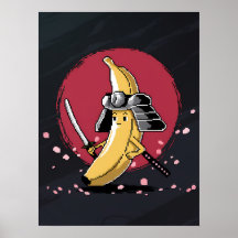 Samurai Pixel en banaan kunstwerken