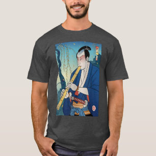 Samurai Play Shakuhachi Bamboo Flute Ukiyoe Japane T-shirt