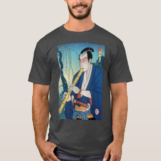 Samurai Play Shakuhachi Bamboo Flute Ukiyoe Japane T-shirt