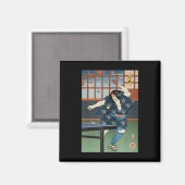 Samurai Play Table Tennis Ping Pong Ukiyoe Magneet (Voorkant / Achterkant)
