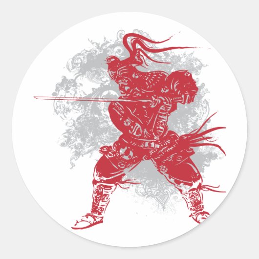 Samurai Pose Ronde Sticker (Voorkant)