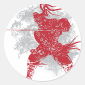 Samurai Pose Ronde Sticker (Voorkant)
