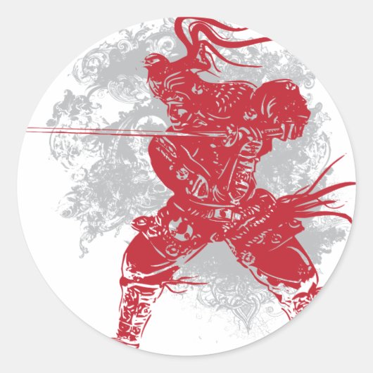 Samurai Pose Ronde Sticker (Voorkant)
