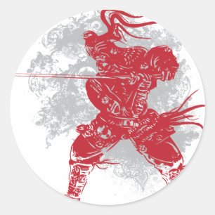 Samurai Pose Ronde Sticker