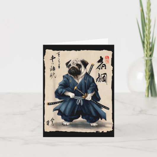 Samurai Pug Japanese Anime Dog Pug Lover Funny For Kaart (Voorkant)