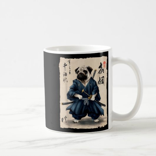 Samurai Pug Japanese Anime Dog Pug Lover Funny For Koffiemok (Rechts)