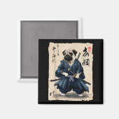 Samurai Pug Japanese Anime Dog Pug Lover Funny For Magneet (Voorkant / Achterkant)