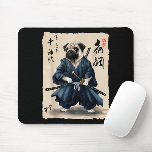 Samurai Pug Japanese Anime Dog Pug Lover Funny For Muismat (Met muis)