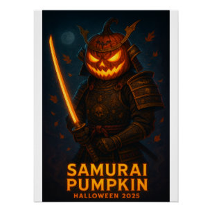 Samurai Pumpkin Halloween 2025 Perfect Poster