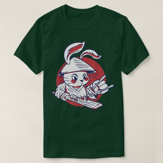Samurai Rabbit Making Sushi T-shirt (Design voorkant)