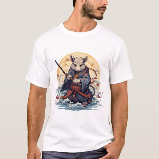  Samurai rat Basic white T-Shirt (Voorkant)