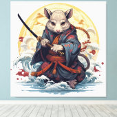 Samurai Rat  Canvas Afdruk (Insitu (Houten vloer))