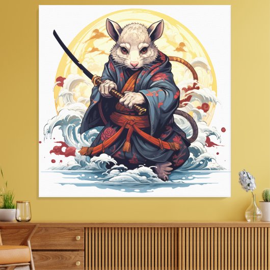 Samurai Rat  Canvas Afdruk (Insitu (Woonkamer))
