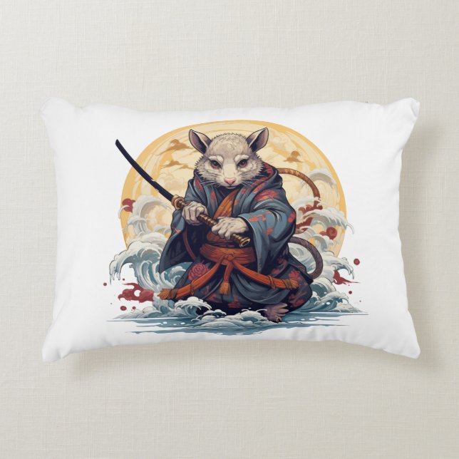 Samurai Rat Throw Pillows Accent Kussen (Voorkant)