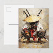 Samurai Resting Palette Knife Orange Impasto Briefkaart (Voorkant / Achterkant)