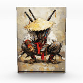 Samurai Resting Palette Knife Orange Impasto Fotoblokken (Voorkant)