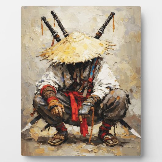 Samurai Resting Palette Knife Orange Impasto Fotoplaat (Voorkant)