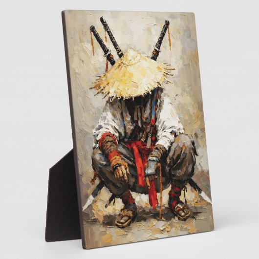 Samurai Resting Palette Knife Orange Impasto Fotoplaat (Zijkant)