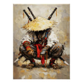 Samurai Resting Palette Knife Orange Impasto Perfect Poster (Voorkant)