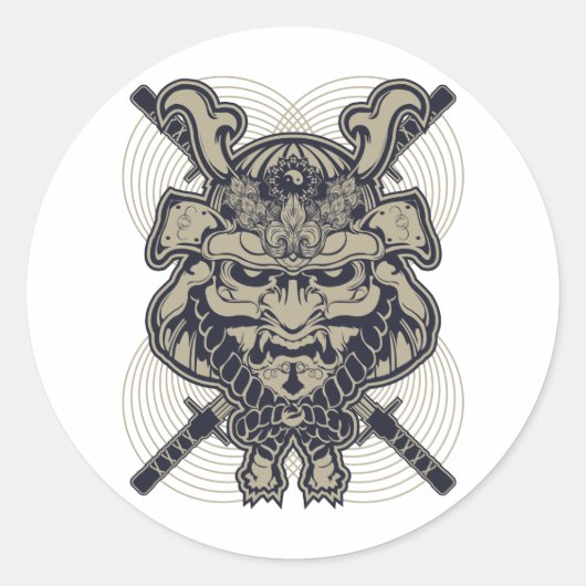 Samurai Rising Ronde Sticker (Voorkant)