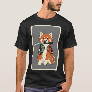 Samurai Rode Panda Tatoeage Stijl T-shirt