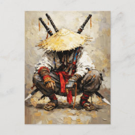 Samurai Rustend Paletmes Oranje Impasto Briefkaart