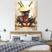 Samurai Rustend Paletmes Oranje Impasto Canvas Afdruk (Insitu (Slaapkamer))