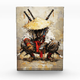 Samurai Rustend Paletmes Oranje Impasto Fotoblokken