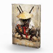 Samurai Rustend Paletmes Oranje Impasto Fotoblokken (Rechts)