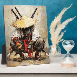Samurai Rustend Palette Mes Oranje Impasto Fotoplaat