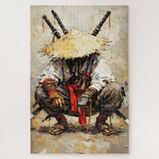 Samurai Rustend Palette Mes Oranje Impasto Legpuzzel (Verticaal)