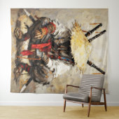 Samurai Rustend Palette Mes Oranje Impasto Wandkleed (In Situ (horizontaal))