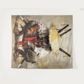Samurai Rustend Palette Mes Oranje Impasto Wandkleed (Voorkant (horizontaal))