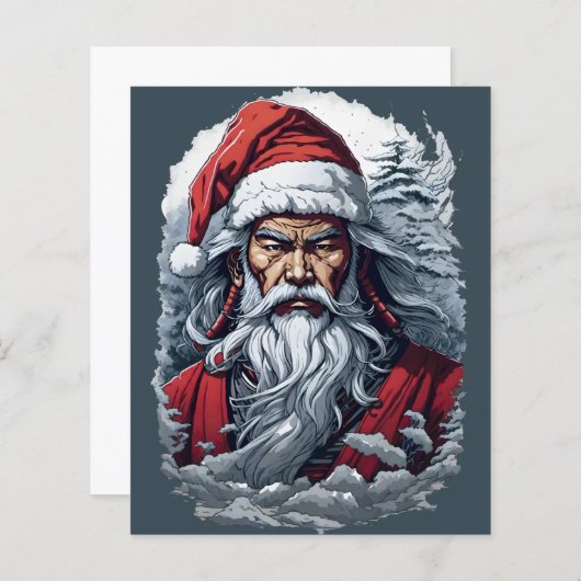 Samurai Santa Warrior Kerstkunstcadeau (Voorkant / Achterkant)