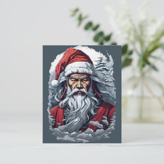 Samurai Santa Warrior Kerstkunstcadeau (Staand voorkant)
