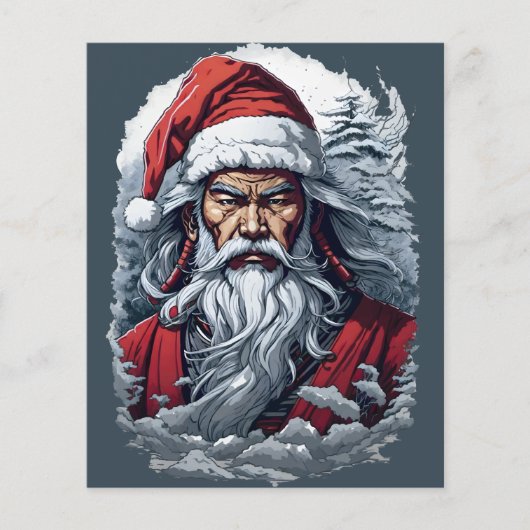 Samurai Santa Warrior Kerstkunstcadeau (Voorkant)