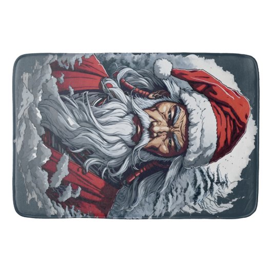 Samurai Santa Warrior Kerstkunstcadeau Badmat (Voorkant)