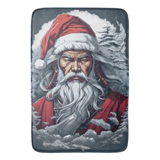 Samurai Santa Warrior Kerstkunstcadeau Badmat (Voorkant Verticaal)