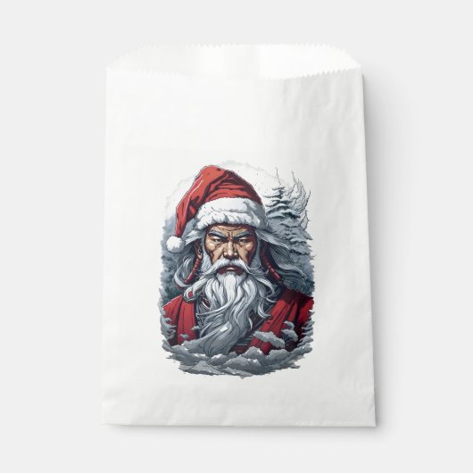 Samurai Santa Warrior Kerstkunstcadeau Bedankzakje (Voorkant)
