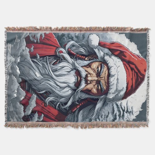 Samurai Santa Warrior Kerstkunstcadeau Deken (Voorkant)